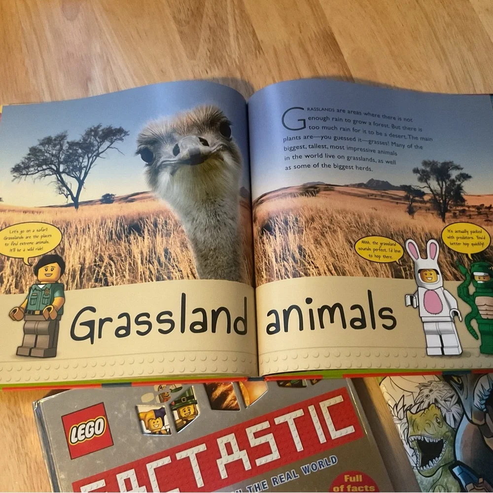 Lego Adventure Book Lot x3 Big Book of Animals Factastic Jurassic World Dino
